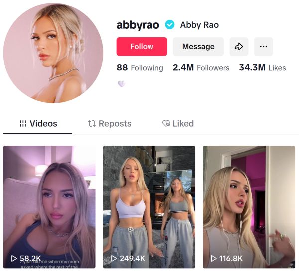 tiktok profile of abbyrao
