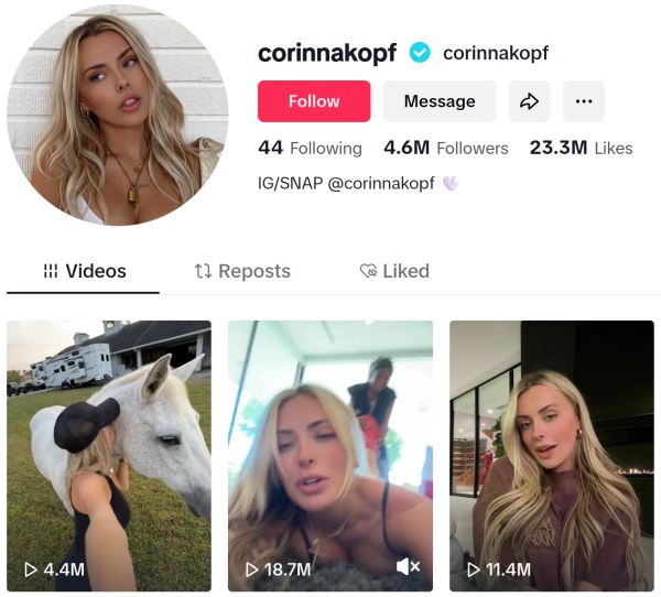 tiktok profile of corinnakopf