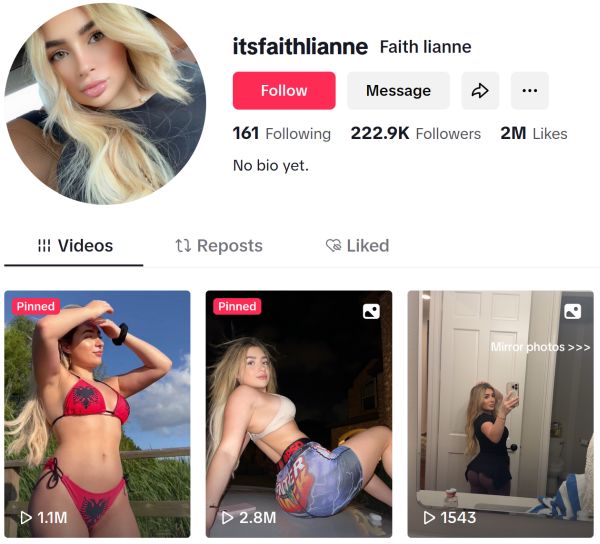 tiktok profile of itsfaithlianne