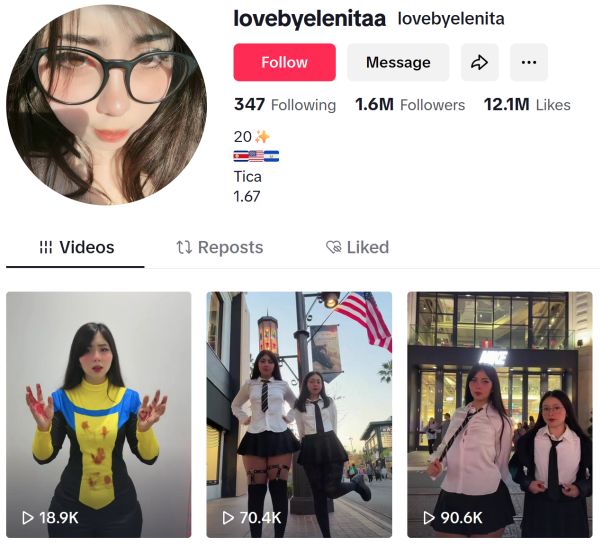 tiktok profile of lovebyelenitaa
