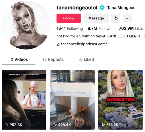 tiktok profile of tanamongeaulol