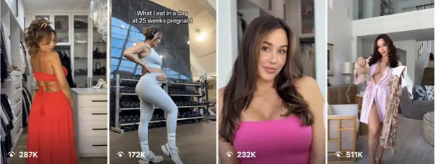 Example Instagram Reels by creator Ana Cheri showing lifestyle and fashion content formats