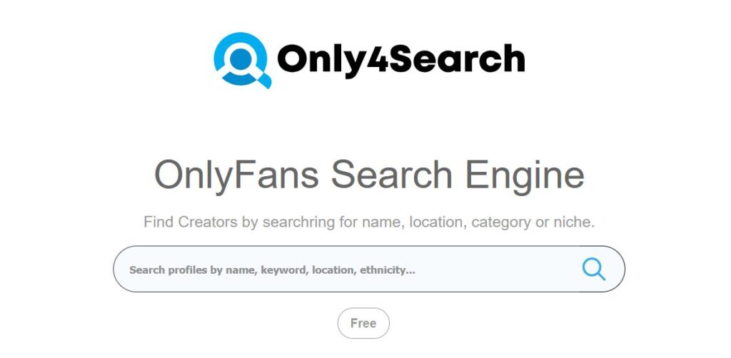 Only4Search homepage with search bar for OnlyFans creators