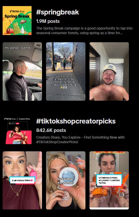 tiktok hashtag example springbreak