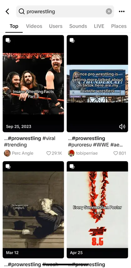tiktok hashtags prowrestling