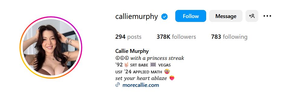 cheerful profile picture of Callie Murphy posing with both hands in her hair