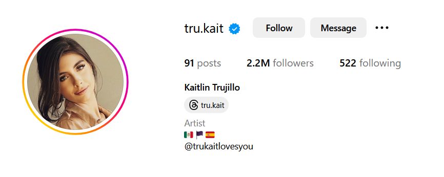 soft portrait of Kaitlin Trujillo from her Instagram account
