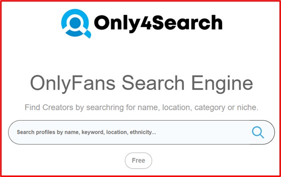 Only4Search homepage with OnlyFans search bar