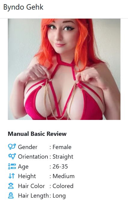 Byndo Gehk with orange hair in red lingerie set