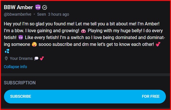 free OnlyFans creator profile preview with subscription button