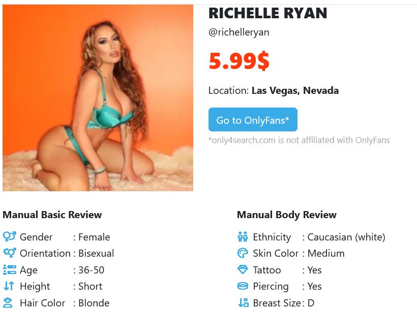 Richelle Ryan curvy mature OnlyFans creator profile from Only4Search