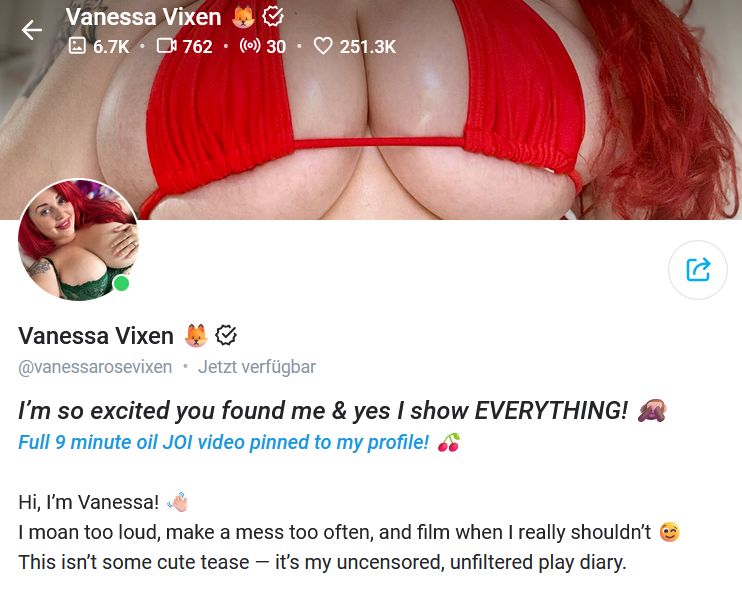 Vanessa Vixen promoting JOI content with custom interactive videos