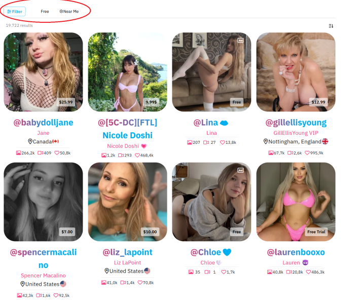 category filter of fans300.com